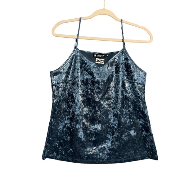 Allegra K Glitter Exotic Faux Snake Print Spaghetti Cami Tank Top Medium Blue - Picture 2 of 6